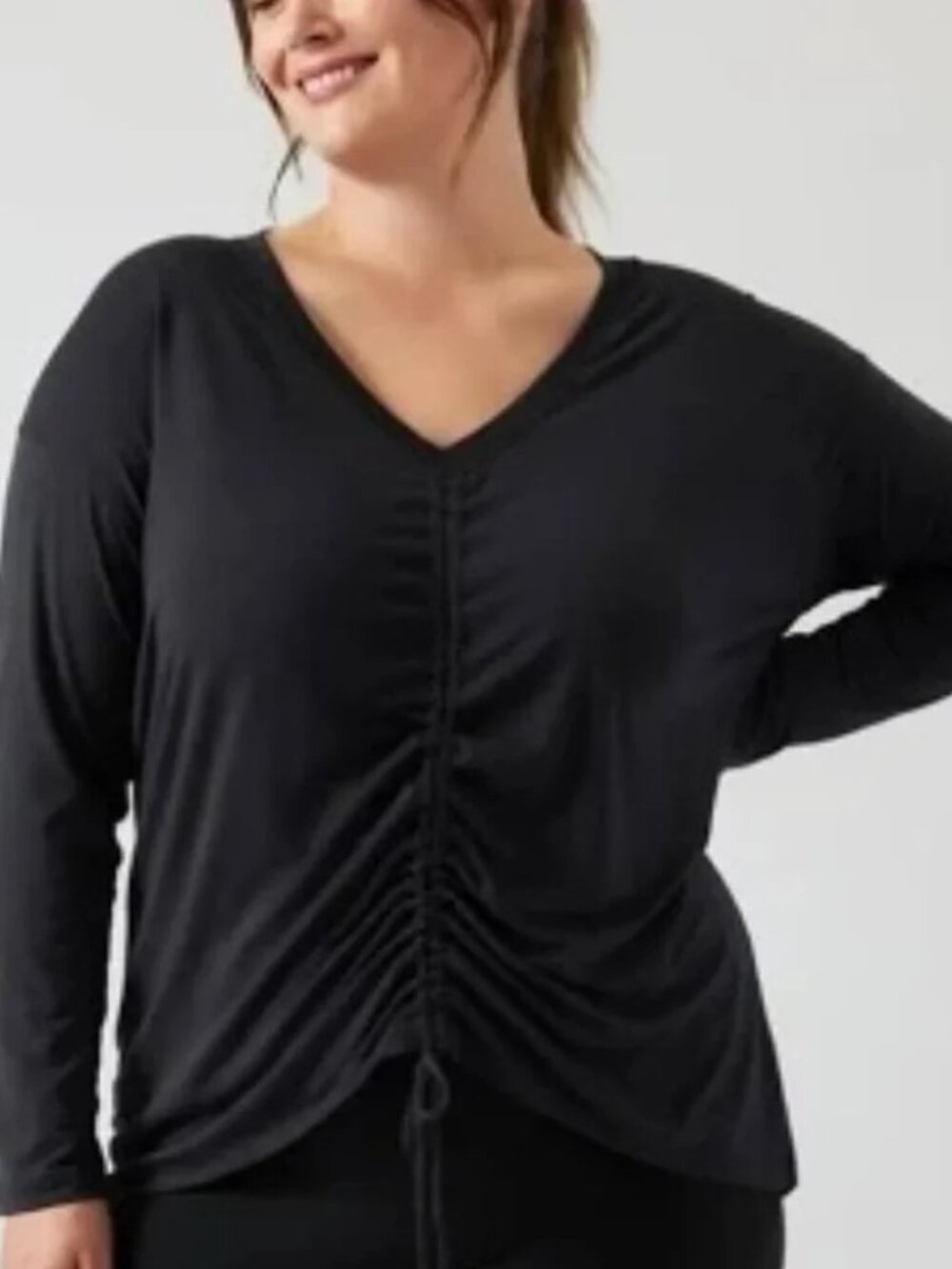 Athleta Black Ruched Crossover Top 1X | NWT | Athleisure Yoga
